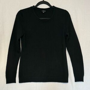 Talbots Petite 100% Pure Cashmere Sweater Black Long Sleeve Crewneck Classic SP